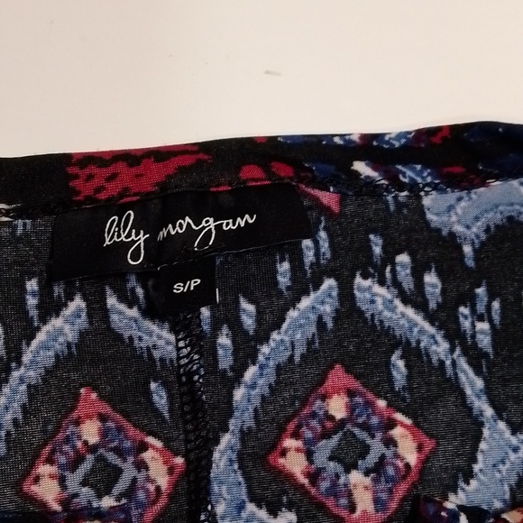 Lily morgan boho aztec print top with tassel belt size small blue red black - Picture 5 of 7